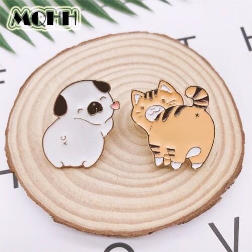 Cartoon Cute Animals Puppies Cats Dogs Enamel Brooch Sweet Alloy Badges Clothes Bags Pins Women Jewelry Gifts For Friends