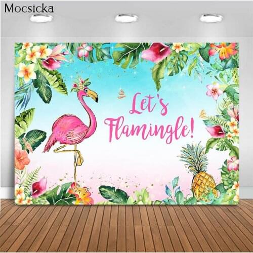 Pineapple Flamingo Backdrop for Photography Pink Themed Birthday Party Photo Background Pink Pattern Birthday Cake Table
