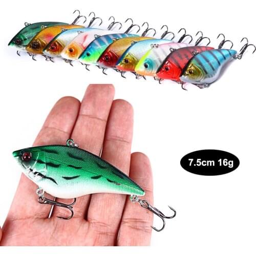 HENGJIA 1pcs 7.5cm 16g Rattling Sinking VIB Lure Artificial Wobbler Noise Lipless Crankbait for Bass Pike Fishing Bait