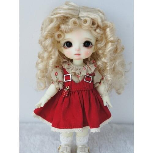 JD455 1/8 Lati Yellow Synthetic Mohair Doll wigs 5-6inch 13-15 cm Long curly Soft Cabbage OB11 BJD Hair