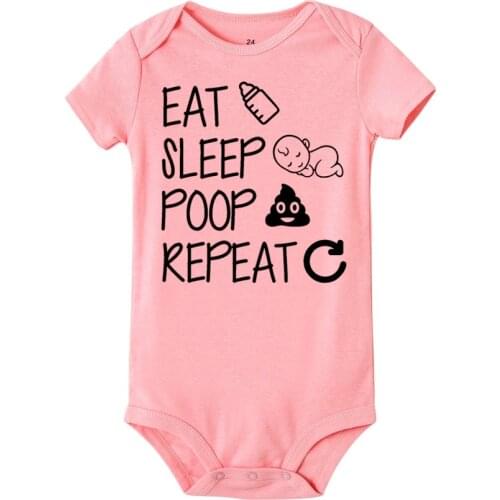 Newborn Summer romper Eat Sleep Poop Repeat Infant Toddler Baby Boy Girl Funny Letter Romper Jumpsuit Clothes Outfit