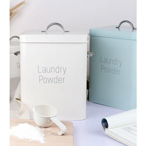 5kg Rice Storage Box Sealed Moisture-Proof Flour Laundry Powder Organizer Box for Home Bathing Supply Blue White Rice Container