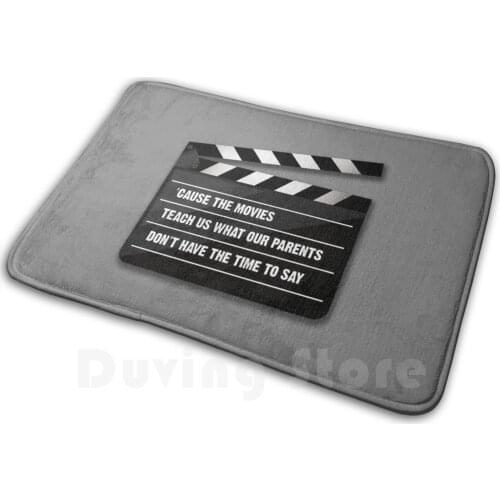 Movies Mat Rug Carpet Anti-Slip Floor Mats Bedroom Movies Cinema Take Sign Black White Chalk Parents Teach Teacher Learning Fun