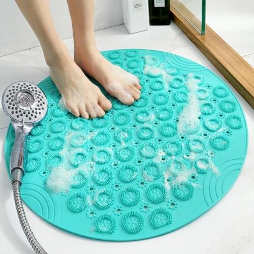 PVC Suction Cup Bath Shower Mat Foot Brush Mat Anti-Skid Suction Cup Waterproof Cushion Pad Bathroom Drainage Round Massage Mat
