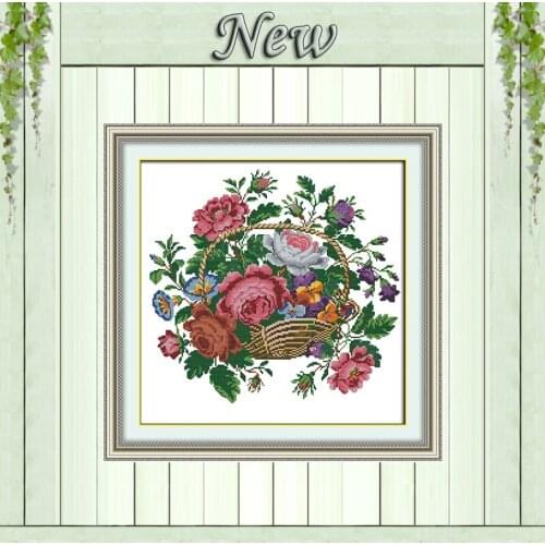 Beautiful flower basket diy decor paintings counted printed on canvas DMC 14CT 11CT Cross Stitch Needlework Sets Embroidery kits
