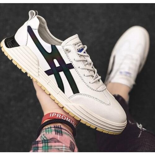 New Men Casual Shoes Men Leather Flat Shoes Lace-up Low Top Sneakers Breathable Male Shoes Fashion Sneskers Tenis Masculino