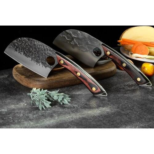 Small Knife 4.5 Inch Kitchen Butcher Knife Handmade Forged Hammer Blade Outdoor Camping Mini Knife Easy Carry Convenience Tool