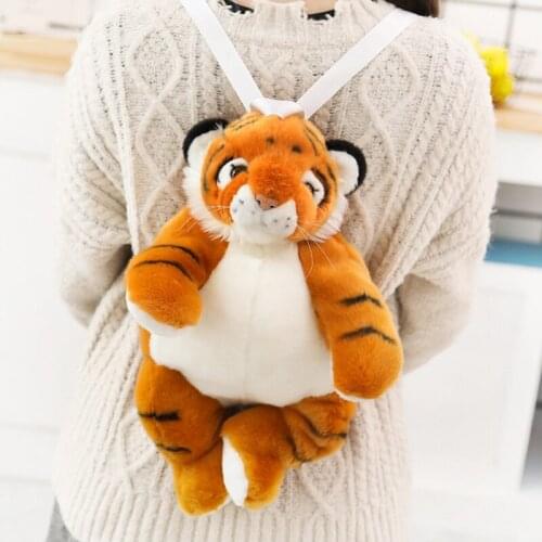 Cute Plush Tiger Dolls Backpack Stuffed Animals Baby Backpack Simulation Cartoon Tiger Toys Kids Plush Bags Girl Bags Gift