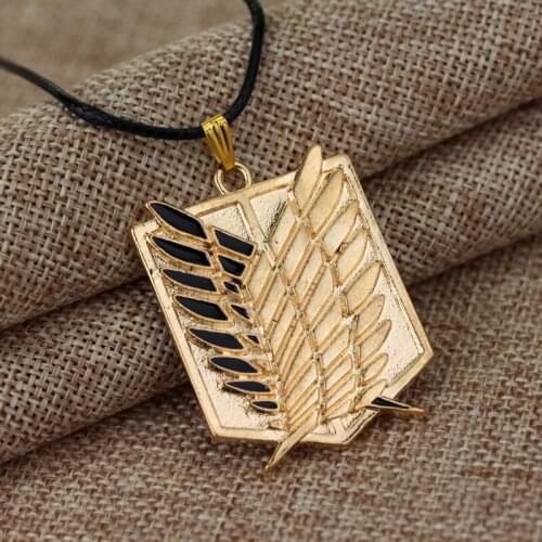 Fashion Anime Attack On Titan Necklace Wings of Liberty Pendant Necklaces For Fans Men Cosplay Choker Metal Badge Jewelry Gift