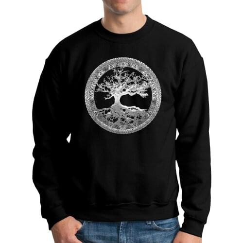 Celtic Tree Of Life Men Hoodies Sweatshirt Long Sleeve Kpop Cotton Pullover Male