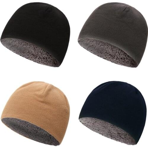 Men Women Unisex Winter Solid Color Soft Warm Watch Cap Polar Fleece Thickened Military Army Beanie Hat Windproof Outdoorym