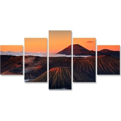 Landscape Mount Bromo Wall Art Home Decoration 5 Pieces Canvas Painting For Living Room Modular Pictures Poster