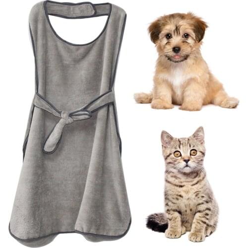 New Dog Shower Bath Towel Absorbent Soft Apron Design Pet Towel Cat Bath Towel For Dog Shower Drying Bathrobe Wearable Towel