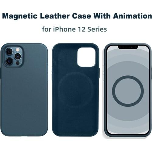 Official Leather Case For iPhone 12 Pro Max Case Magnetic Luxury 1:1 Animation Wireless Charge Cover For iPhone 12 Mini Leather