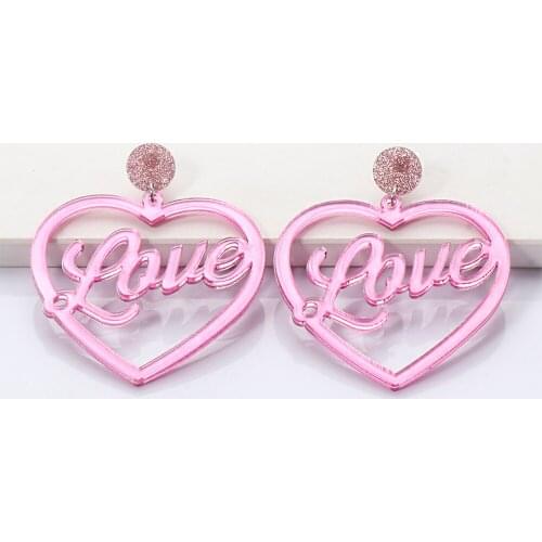 Wholesale Love Earrings Heart Shape Women Resin Funny Dangle Hanging Statement Earrings Mom Wife Girlfriend Gift New Jewelry