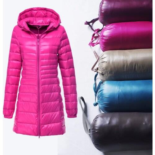 New Autumn Winter Slim Plus Size S-6XL Down Coat Women Ultra Light White Duck Down Jackets Hoode Windproof Female Outwears Mw109