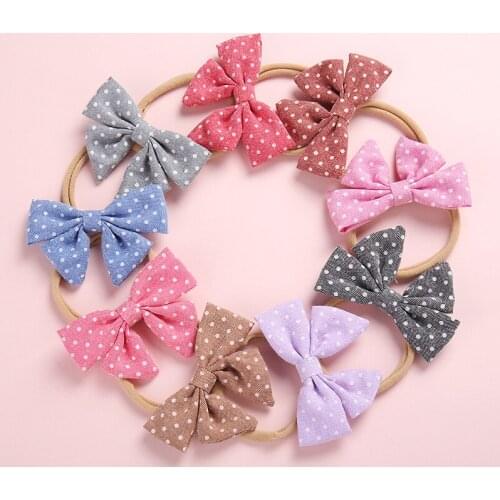 Big Bow Baby Headband 1PC Cotton linen bowknot headband Baby Kids Head Accessories Baby Dot Bow Hairband