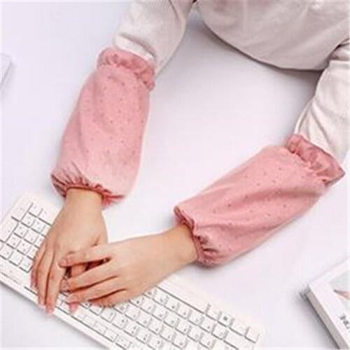 Simple Small Fresh Style Small Floral Solid Color Sleeve Anti-fouling Waterproof Lace Edge Sleeve Home Cleaning Protective Items