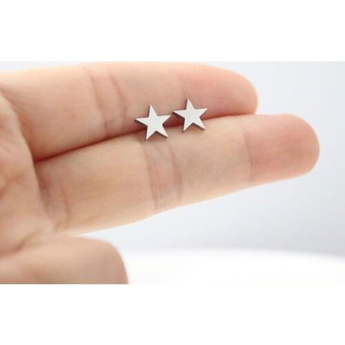 1Pair Tiny Star Stainless Steel Earrings Hearts Stars Geometric Minimalist Earring Fashion Ear Jewelry Women Girls Men Kids Gift