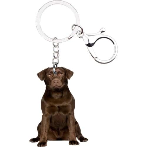 Labrador retriever Dog keychain Animal NOT 3D Lobster clasp silver cute Flat lucky charms boyfriends Gift car key accessories