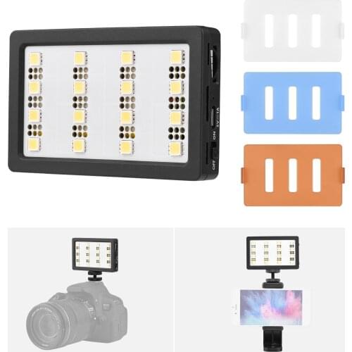 Mini Video LED Light On-camera Light 5.5W 5500K CRI95+ 16Beads Dimmable with Diffuser Panel for Smartphone Camera Video Lighting