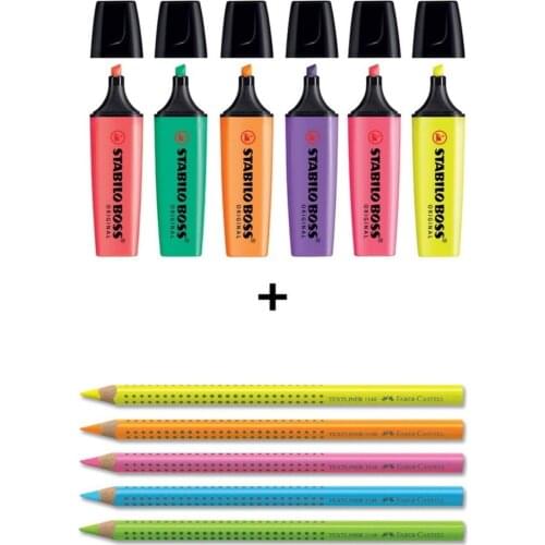 SRO School Fluorescent Grip Highlither 1 Pack of 11 Pieces Pastel Colours Pens Office Supply Original Marker