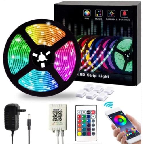 LED Light Strip Epoxy IP65 Waterproof 5050 RGB Light Strip Set Can Be Connected With Bluetooth Colorful Remote Control light
