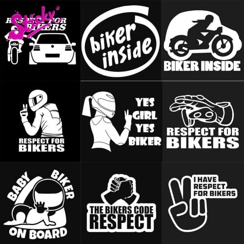 Respect For Bikers Reflective Warning Plaques & Signs Car Sticker Decal Decor Cover Scratches Waterproof Sunscreen Motorcycle