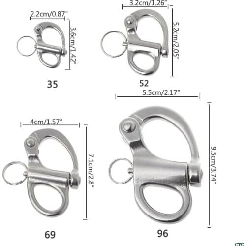 316 Stainless Steel Rigging Sailing Fixed Bail Snap Shackle Fixed Eye Snap Hook Sailboat Sailing Boat Yacht Outdoor Living