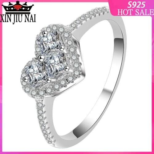 Unique craft charming Innovative Independent Womens Standard Ring Creative Heart-shaped Micro-inlay Group with Brand jewelry