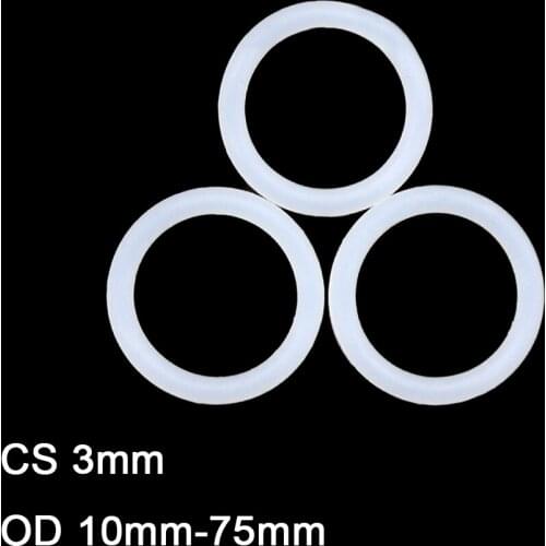 20/50/100pcs Silicon O Ring Sealing Gasket CS 3mm OD 10mm-75mm White Food Grade Waterproof Seals Washer Rubber O-ring