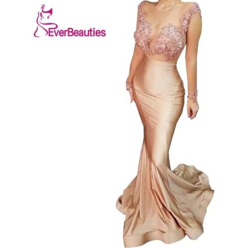 Платья знаменитостей Mermaid Long Evening Dress 2020 Formal Dresses Robe De Soiree Satin Appliques Vestidos Formales