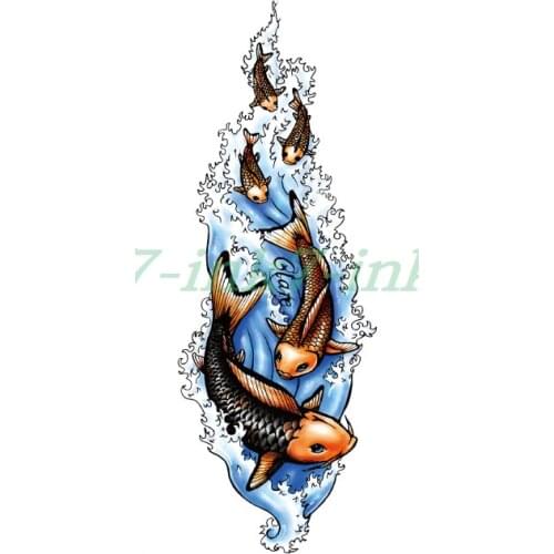 Waterproof Temporary Tattoo Sticker spray Koi lucky carp body art Water Transfer fake tatto Flash Tattoo for girl woman man