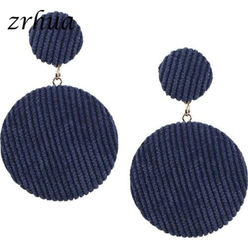 ZRHUA Bohemia Statement Drop Earrings Fashion Double Round Dangle Brrincos for Women Wedding Jewelry Gift Hot Sale Bijoux