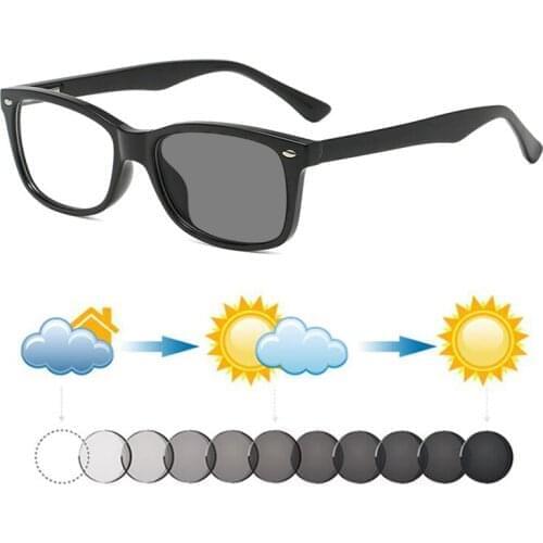 Women Rivets Photochromic Myopia Sunglasses Men Nearsighted Spectacles Shortsighted Eyeglasses Automatic Discoloration 0~-6.0