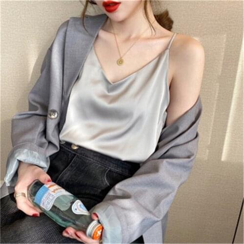 Women Sexy Tank Tops Casual Summer Top Elegant Plain Satin Tank Ladies Tank Tops Loose Tee Sleeveless Vest tank top women