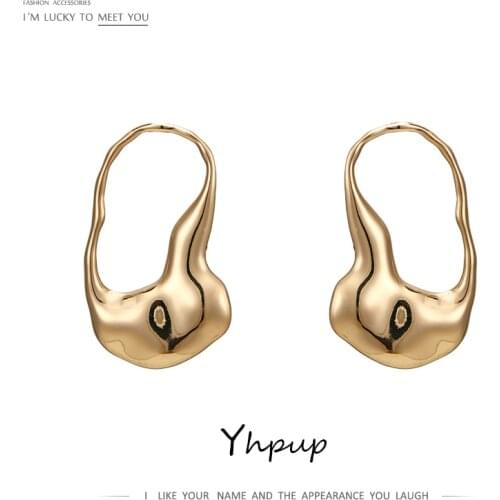 Yhpup New Trendy Simple Design Geometric Stud Earrings High Quality Zinc Alloy Brincos Oorbellen for Women Office Gift 2020