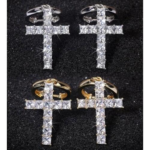 High Quality Gold/Silver Cross Dangle Earrings For Women 2020 New Trendy Cubic Zircon Earrings Men Jewelry Pendientes Mujer Moda