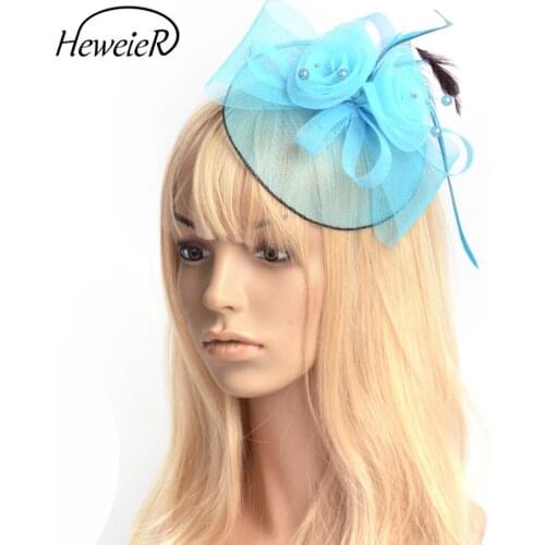 Women Handmade Hair Clip Net Mesh Feather Hat Fascinator Bridal Party Headwear Wedding Hairpin Cocktail Races Hairpiece Fashion