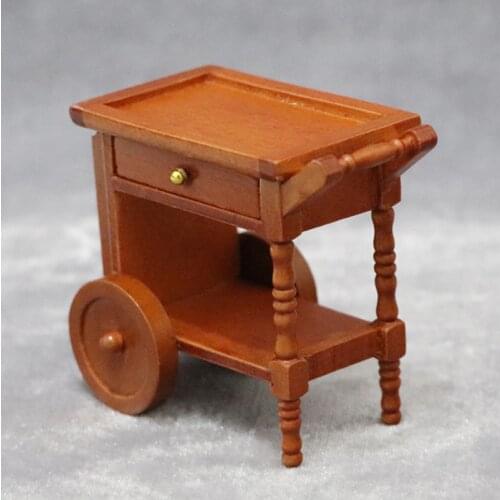 1:12 Dollhouse Mini Two Layers Kitchen Cart Set Miniature Ice Cream Car Serving Cart Dinner Tray Trolley