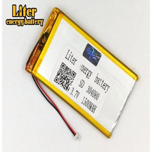 1.25MM 2pin connector 304080 3.7V 1500mah e-books GPS PDA Recreational machines MP3 MP4 MP5 li po rechargeable battery