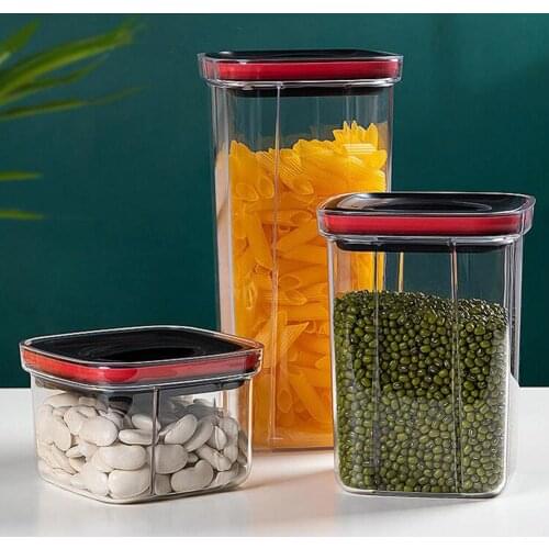 1PCS PET Plastic Food Containers Transparent Stackable Dry Food Storage Box Kitchen Spaghetti Noodles Sealed Containers