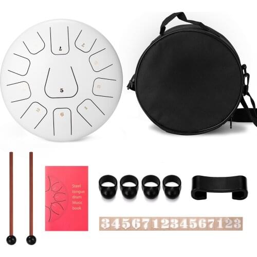 12 inch 11-Tone Steel Tongue Drum Hand Pan Drums with Drumsticks Percussion Musical Instruments