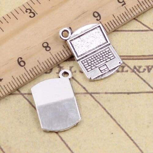 12pcs Charms Computer Laptop 21x13mm Tibetan Bronze Silver Color Pendants Crafts Making Findings Handmade Antique DIY Jewelry