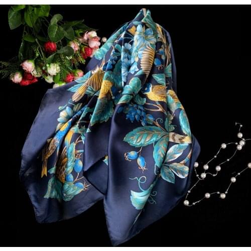 20MM Natural 100% Silk Scarf for Women Gift Spring Autumn Winter Elegant Shawl Wrap Large Square Thick Hijab Silk Scarf 110 CM