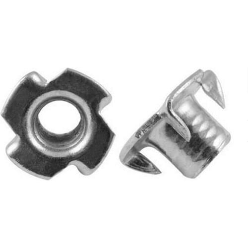 20pcs M10 M12 4 Prong T Nuts Zinc Plated T Nut Blind Barrel Captive Nut Knock In Wood