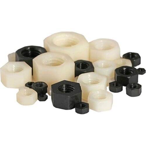 100PCS/lot Metric RoHs M2 M2.5 M3 M4 M5 M6 M8 M10 M12 PA66 BLACK/WHITE Nylon Hex Nut Hexagon Plastic Hex Nuts
