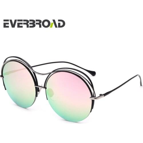 2017 New Design Metal Frame Round Sunglasses Oculos Feminino Gafas de sol Chromatic Lens Box Package EV2763