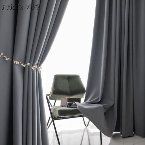 2021 Nordic Full Blackout High-precision Plain Curtain Finished Custom Curtains for Living Dining Room Bedroom