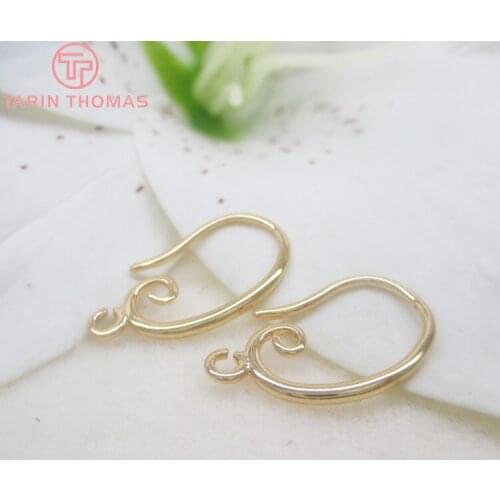 12PCS 10x16MM 24K Champagne Gold Color Plated Brass Earrings Hooks High Quality Diy Jewelry Accessories